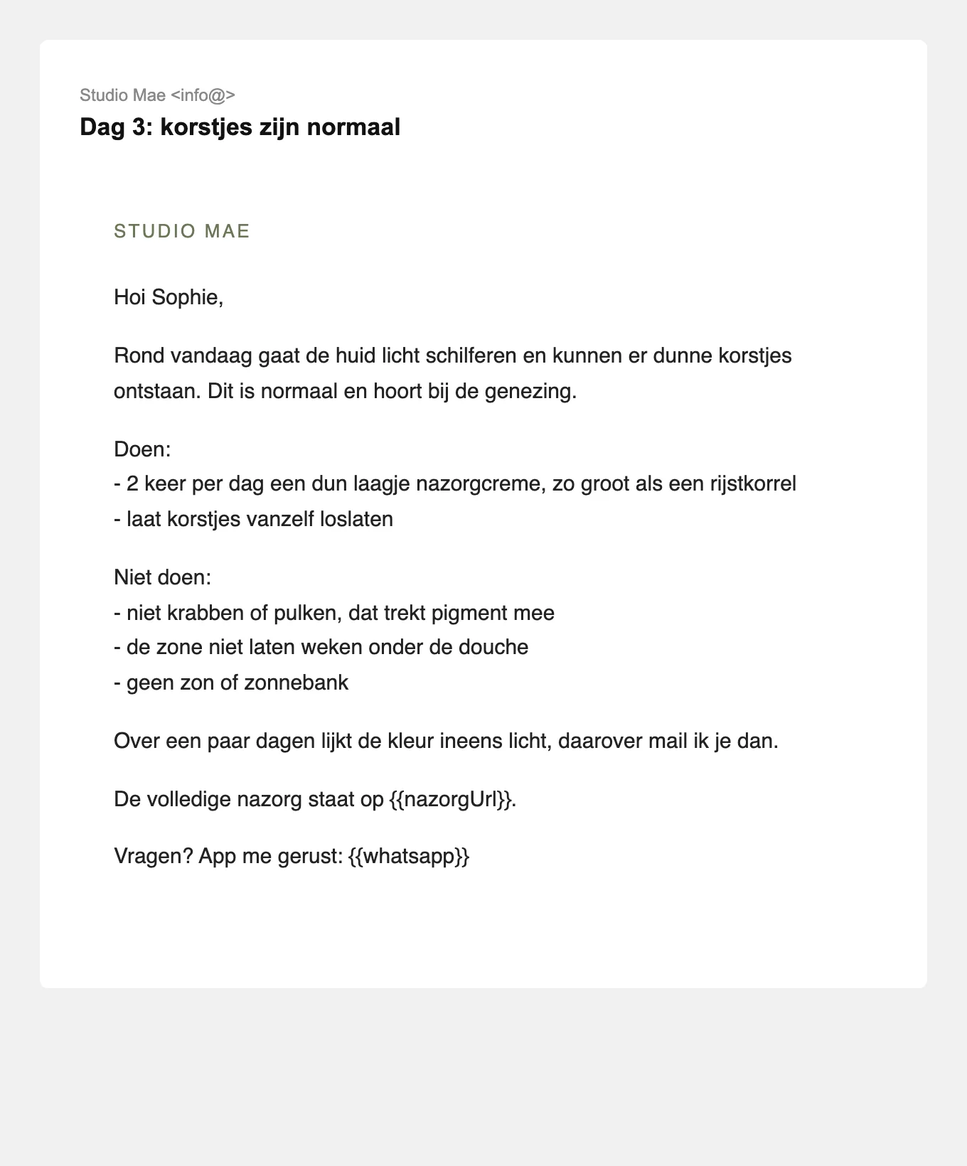 Studio Mae nazorgmail 2