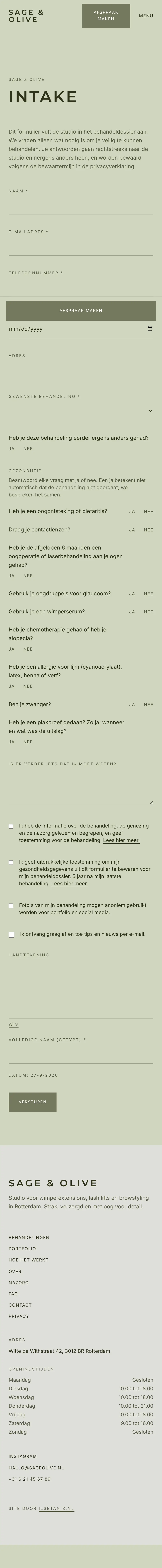 Sage & Olive: digitale intake